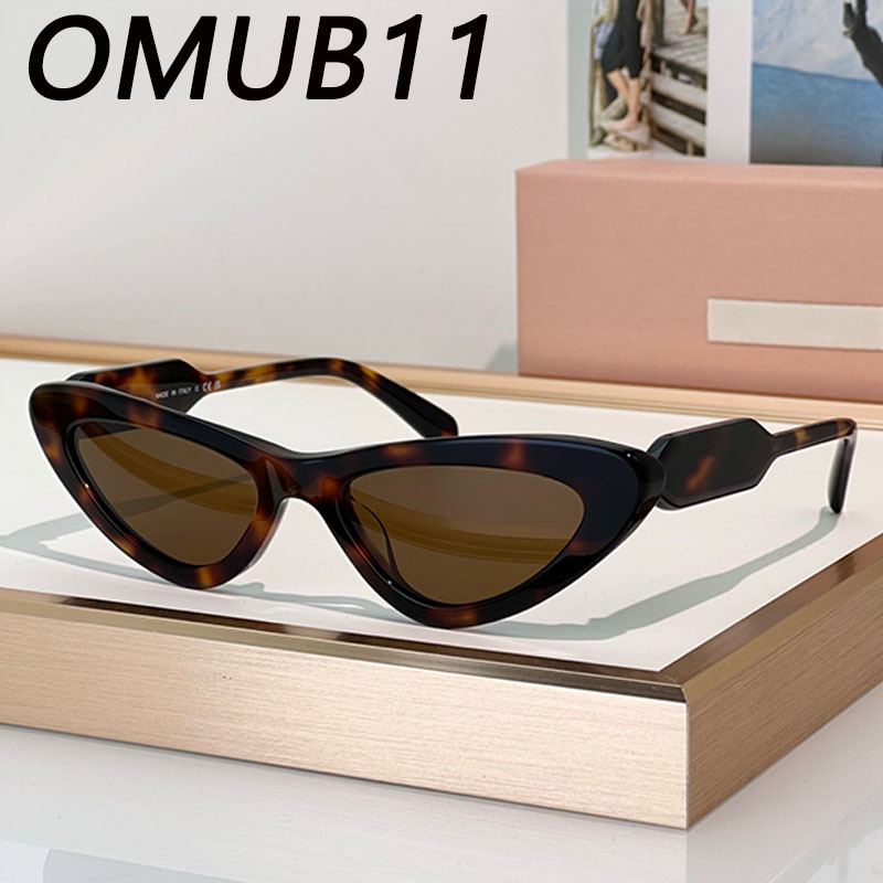 26SS luxury brand designer women cat eye sunglasses Acetate tortoiseshell frame brown lens glasses OMUB11 Street photography casual style UV protection with box