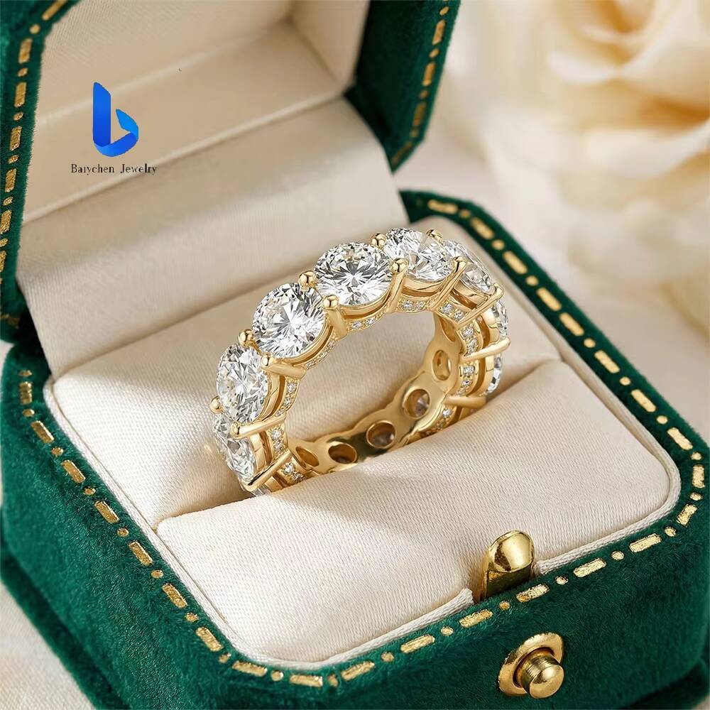 Custom 14K 18K White Gold Oval Lab Grown Diamond Ring Halo Eternity Band IGI Certified Fine Jewelry for Women