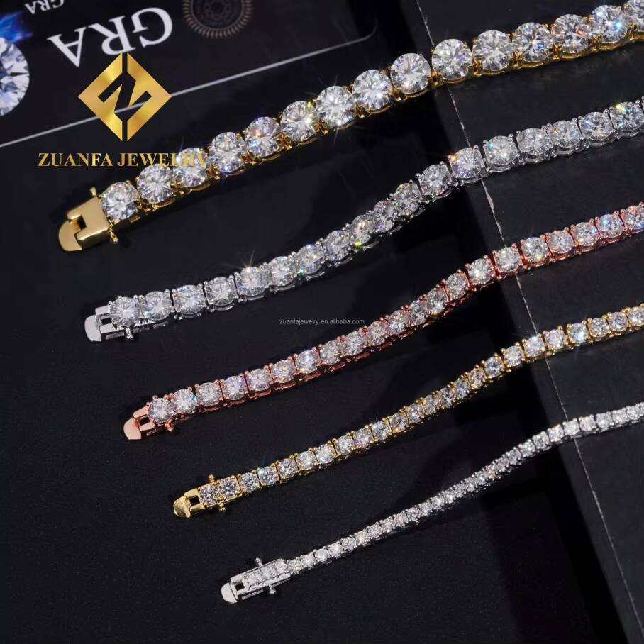 Wholesale Price 20mm-65mm Stock 925 Sterling Silver Necklace VVS Moissanite Hip Hop Jewelry Iced Out Diamond Tennis Chain