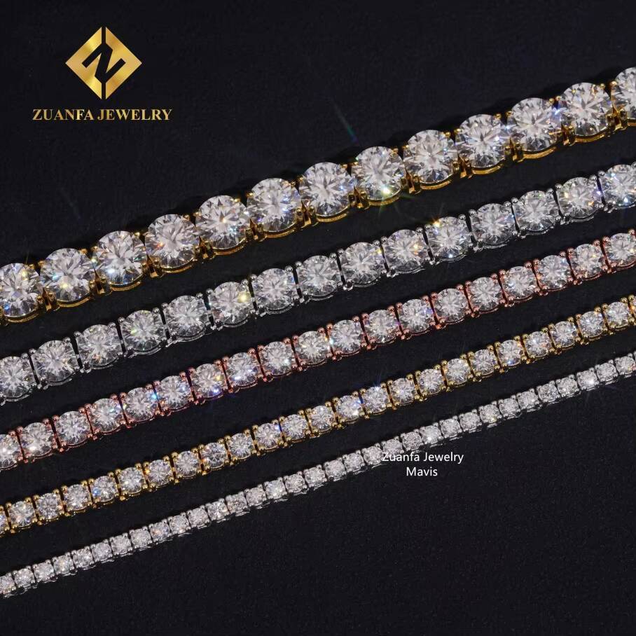 Wholesale Price 20mm-65mm Stock 925 Sterling Silver Necklace VVS Moissanite Hip Hop Jewelry Iced Out Diamond Tennis Chain