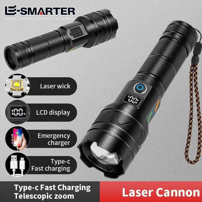 Super Bright Laser Zoomable USB Rechargeable Torch Lamp 5 Lighting Modes Outdoor Adventure Long Range Flashlight Z260121