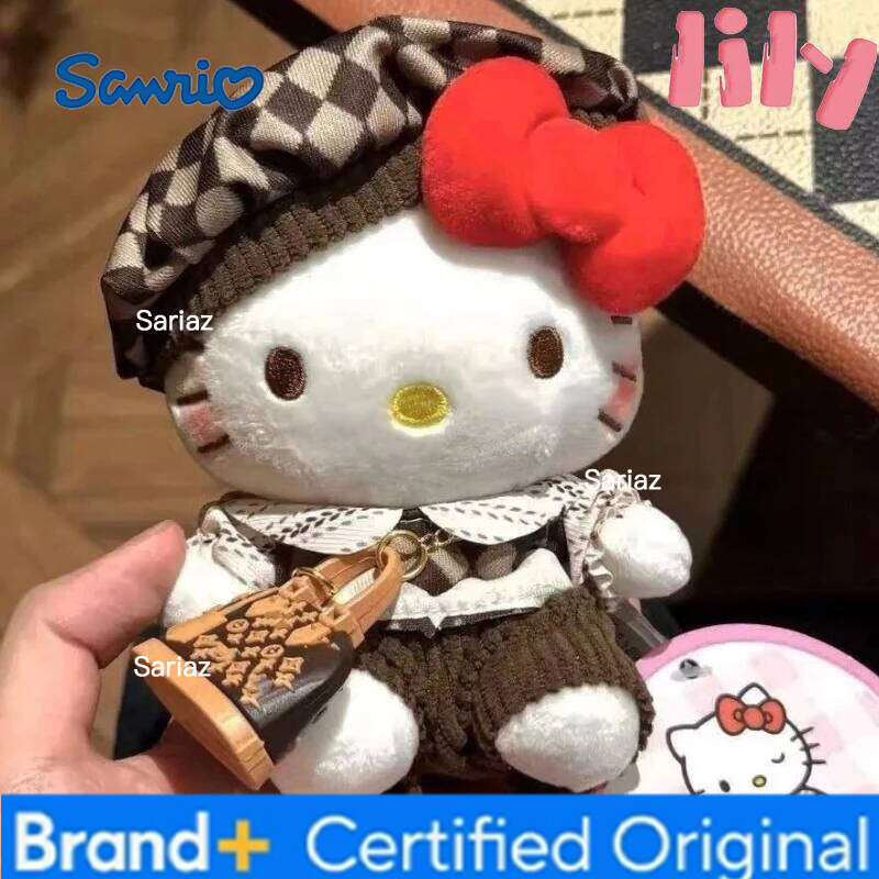 Sanrio Old Money Style Set Kt Cat Backpack Small Pendant Cute Mischievous Bag Plush Doll Cotton Filled Soft Fabric Gift H260121