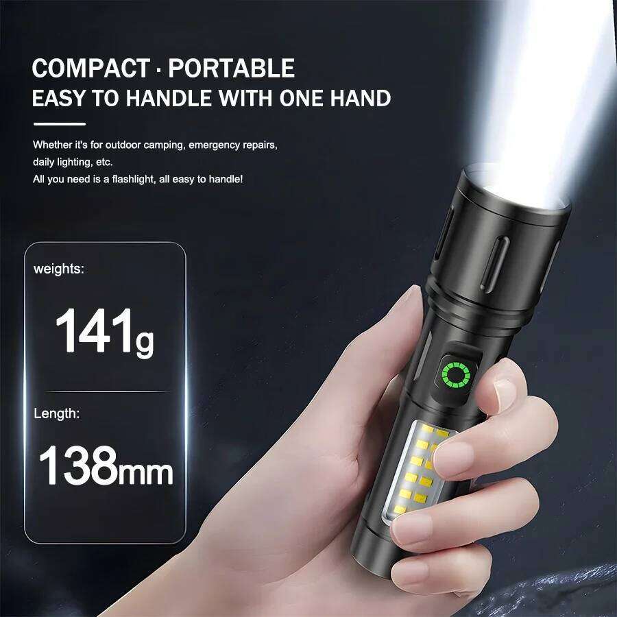 LED+COB super bright 500 lumens war type retractable flashlight aluminum alloy rechargeable outdoor camping adventure Z260121