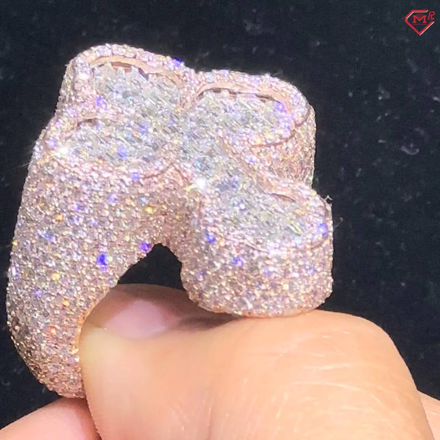 Hot Selling for Men Rapper Hip Hop Cross 925 Sterling Silver Baguette VVS Custom Moissanite Ring