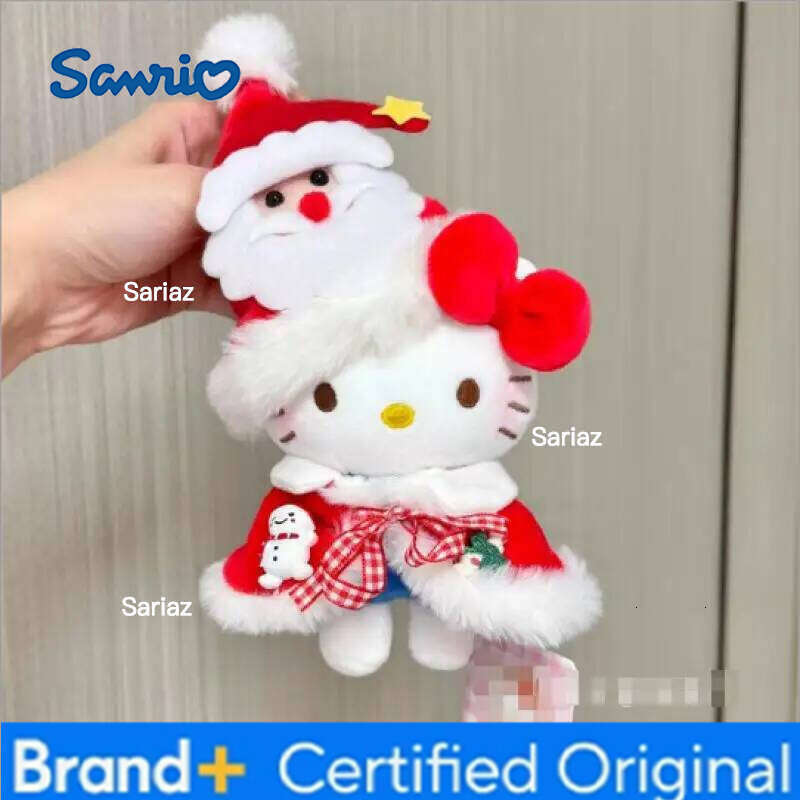 Sanrio 10cm Cute Cartoon Kawaii Christmas and New Year Series HelloKitty Plush Doll Keychain Bag Pendant Toy Gift H260121