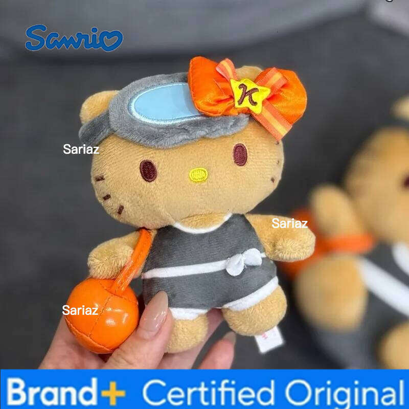 Sanrio New Plush Keychain Hello Black Skin Bag Charm Jeju Limited Haenyeo Kitty Kawaii Backpack Pendant Orange Bow Gifts H260121