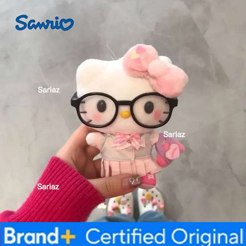 Sanrio Kawaii Hello Kitty Jk Uniform Glasses Exquisite Bag Pendant Cute Kt Cat Girl Children Cartoon Decor Girls Toys H260121 H260121
