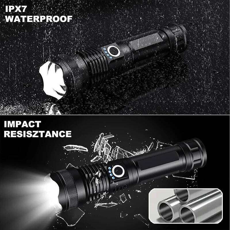 High Power LED Flashlight Rechargeable 5 Mode Aluminum Alloy Telescopic Zoom Torch Tactical Lamp for Outdoor Camping Fishing Z260121