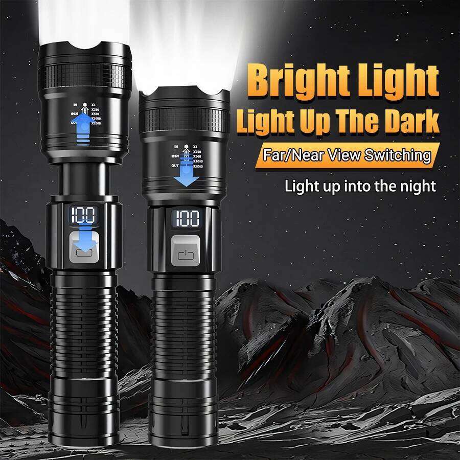 High Strong Power Led Flashlights Tactical Flash Light Torch Ultra Bright Lamp USB Charging Camping Fishing Defensa Zoom Lantern Z260121