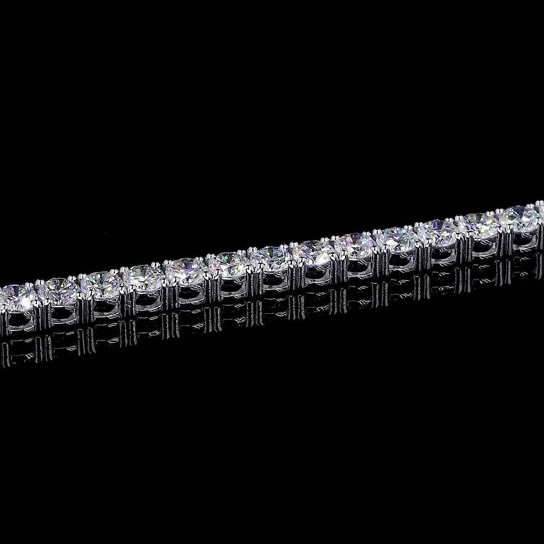 Womens Classic 14K Gold Lab Grown Diamond Tennis Bracelet Round Shape Diamond with Flexible Size