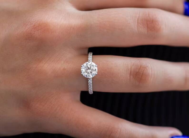 100 Passed Diamond Tester 925 Sterling Silver Wedding Engagement Ring for Women Lab Grown Diamond Wedding Band Ring for Women