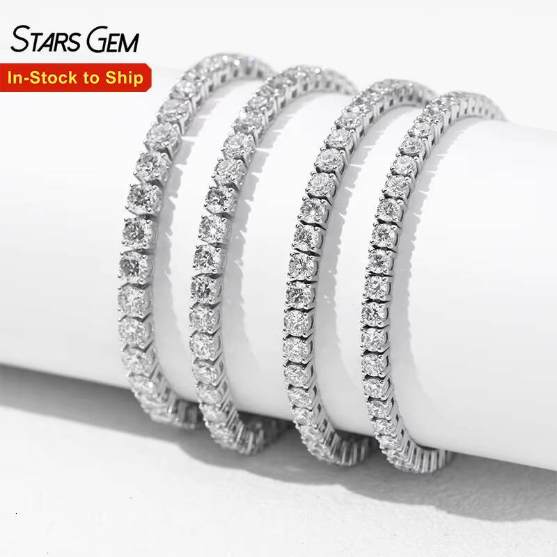 18K Lab Grown White Gold Tennis Bracelet 32-124ct Round Brilliant Cut Classic Unisex Diamond E Color