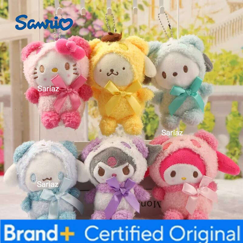 Sanrio Keychain Cute Cartoon Hello Kitty Kuromi Cinnamoroll Stuffed Doll Toys Hanging Bag Accessories Keychains H260121