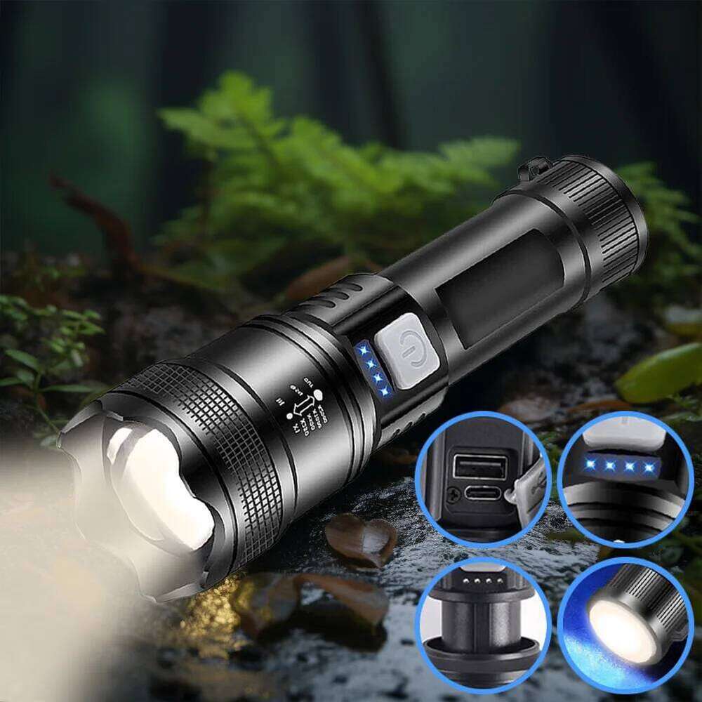 XHP50 Handheld Display LED Flashlight 300LM Powerful Zoom Lamp Mobile Bank for Power Outages Z260121