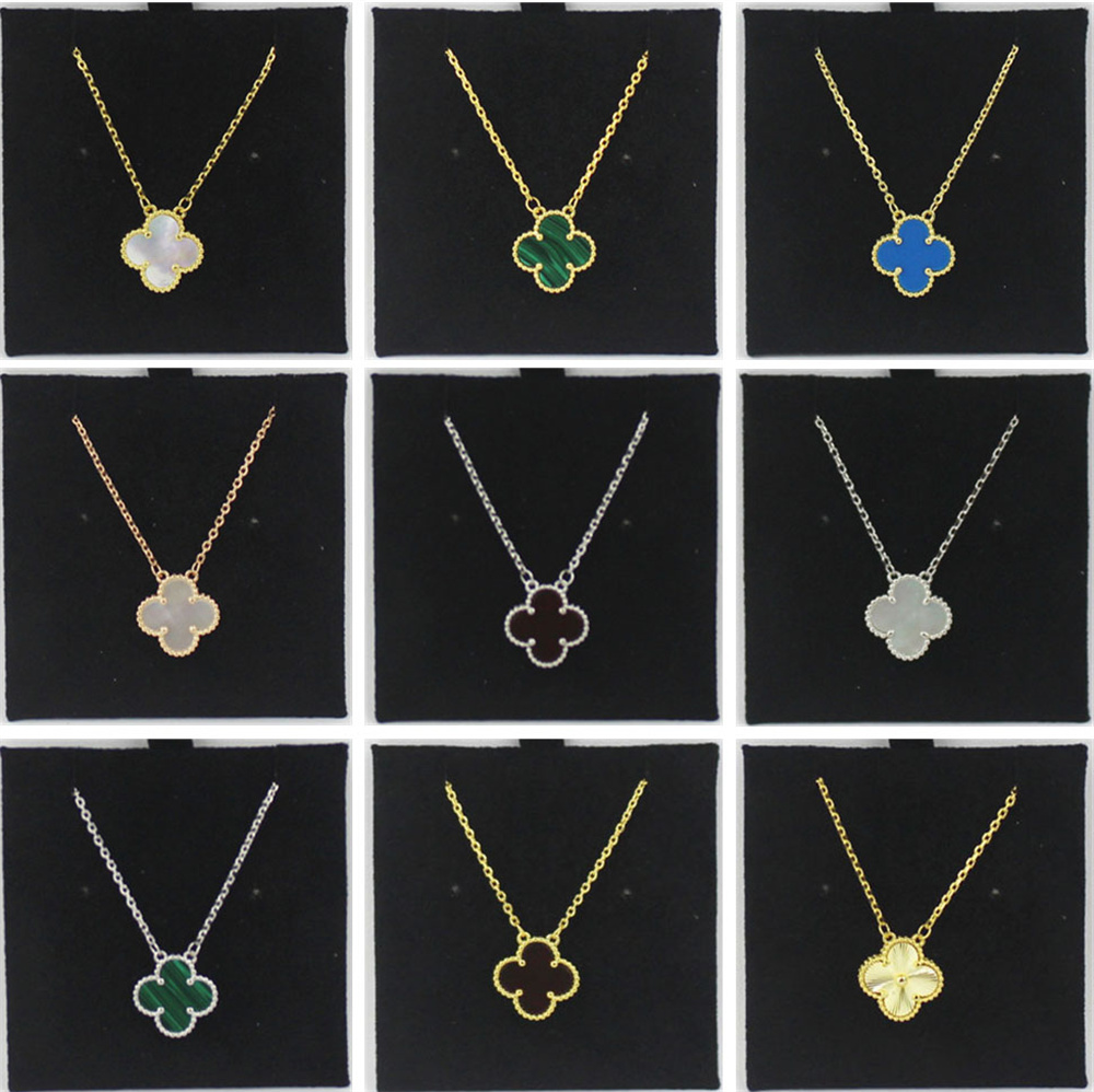 designer Clover necklace luxury four leaf Classic necklace women mother of pearl diamond pendant stainless steel chain 18K gold plated necklace Good jewelry 15mm