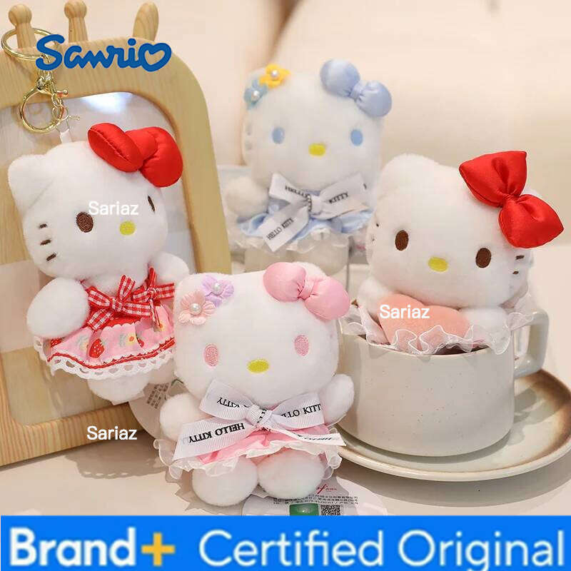 Sanrio Anime Kawaii Hello Kitty Plush Keychain Pendant Holder Key Chain Car Keyring Mobile Phone Bag Hanging Jewelry Kids Gifts H260121