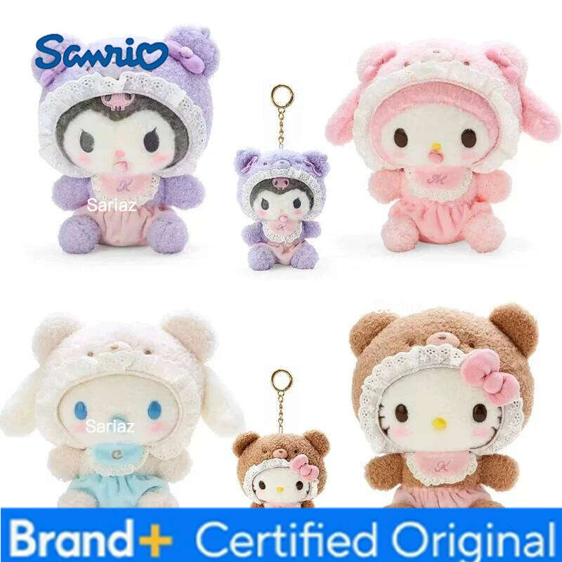 Sanrio 20CM Kawali Kuromi Hello Kitty My Melody Cinnamoroll Pillow Plush Toys Plushie Keychain Stuffed Doll Pendant for Kid Gift H260121