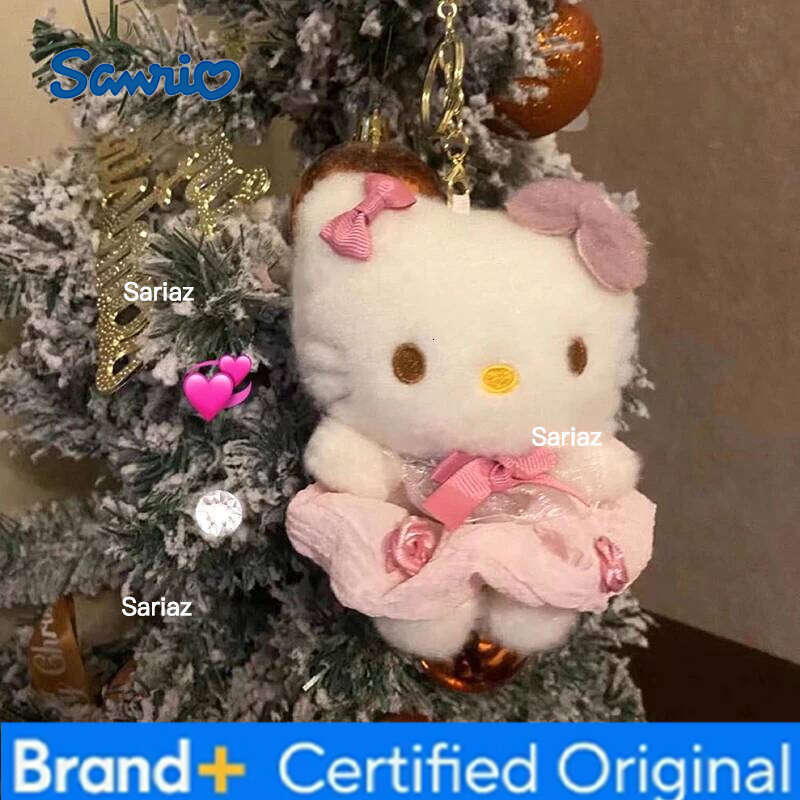 Sanrio Kawaii Hello Kitty Keychain for Women Girls Mini Doll Pendant Cute Stuffed Animals Bag Charm Backpack Key Chain Kids Gift H260121
