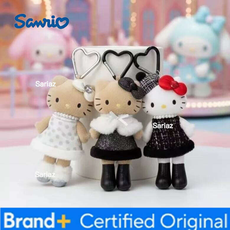 Sanrio winter lady series Hello Beret Plush doll Pendant Anime dark skin log legs fuzzy Kitty Doll Stuffed Backpack Charm H260121