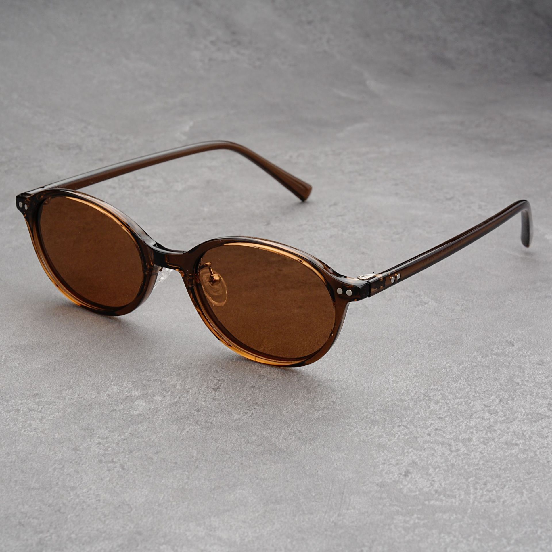 Korean New Flat Round Design TR90 Polarized Retro Niche Oval Frame Grandma Luxury Style Small Face Sunglasses
