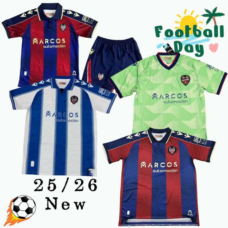Levante UD Soccer Jerseys 25 26 Home Kit Released 100th Anniversary of Portal de Vallejo LUD Kit Granotes Shirts The Frogs Football shirt 2025 2026 men kids Levante