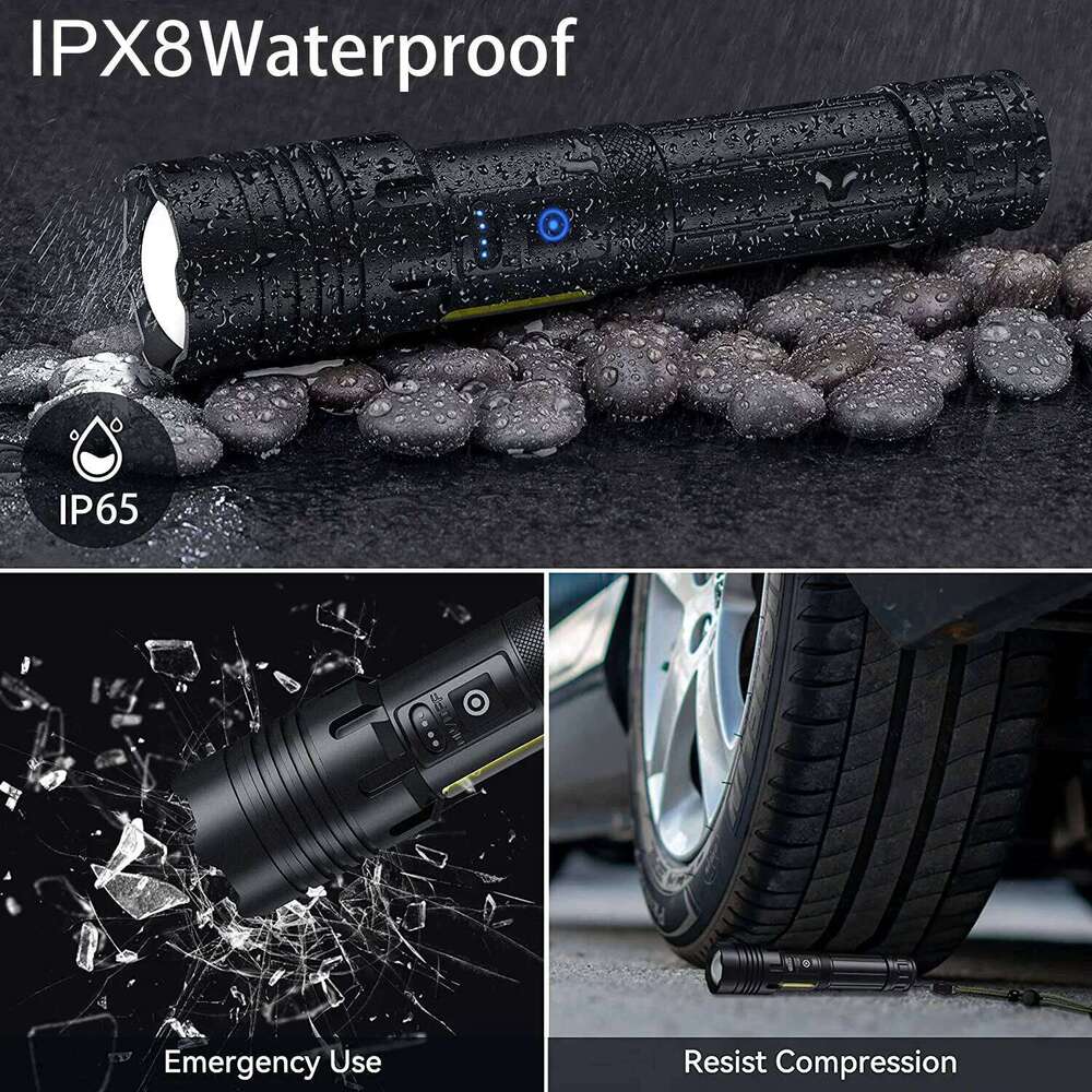 1200000 Lumens XHP160 Super Bright Led Flashlights USB Rechargeable XHP120 Flash Light Torch XHP50 Powerful Tactical Flashlight Z260121