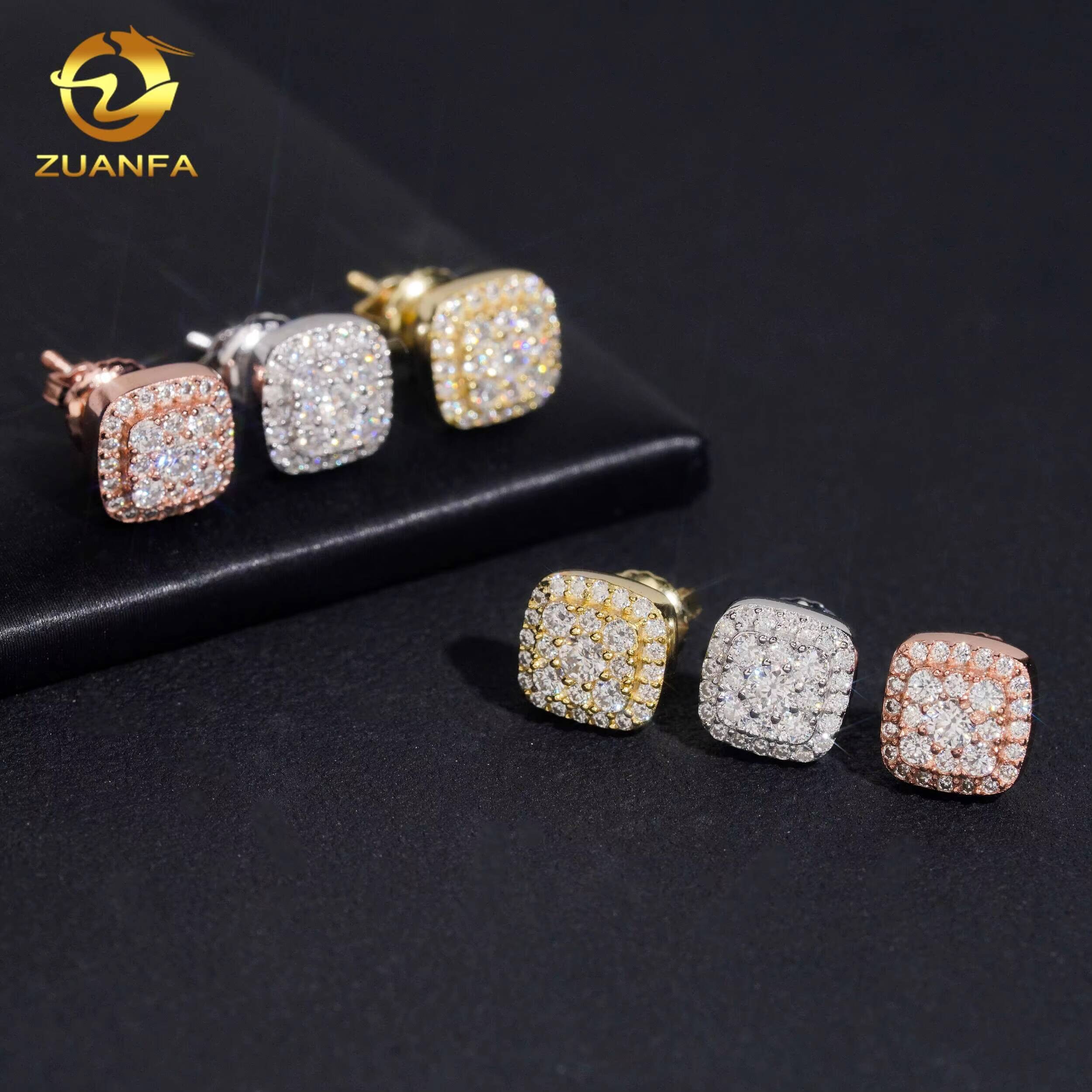 Wholesale Price 8mm Screw Back Ear Studs Hip Hop Jewelry VVS Moissanite 925 Silver Iced Out Classic Stud Earrings Pass Tester