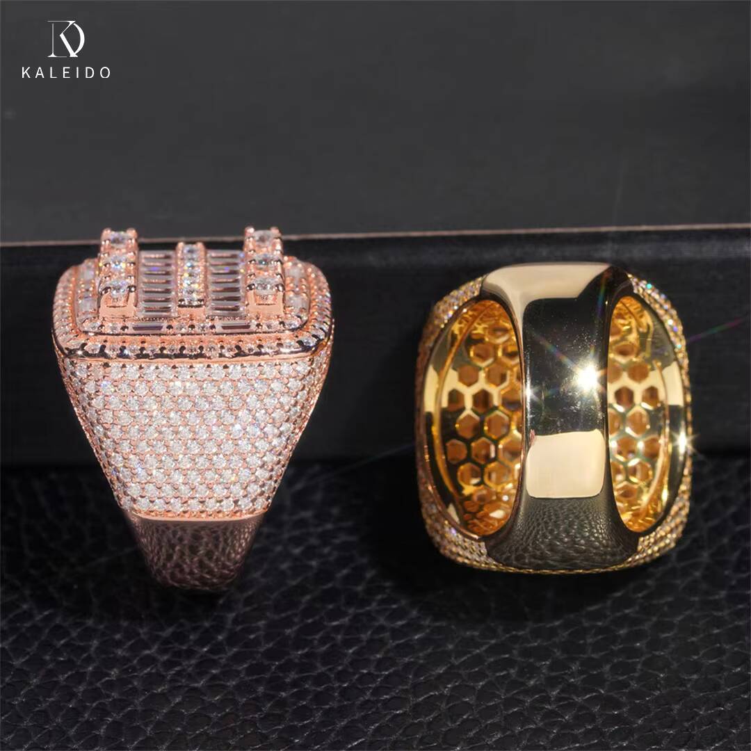 Kaleido Rapper Jewelry Hip Hop 925 Silver Iced Out Men Diamond Ring Baguette Moissanite Diamond Custom Hip Hop Ring Men