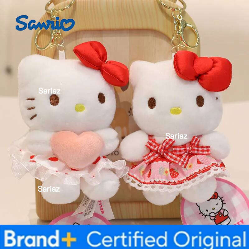 Sanrio Anime Kawaii Hello Kitty Plush Keychain Pendant Holder Key Chain Car Keyring Mobile Phone Bag Hanging Jewelry Kids Gifts H260121