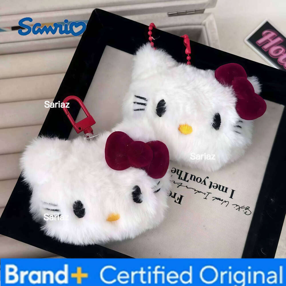 Sanrio Kawaii Hello Kitty Plush Keychain, Cute Fluffy Bag Charm Pendant for Women, Cartoon Accessory | H260121
