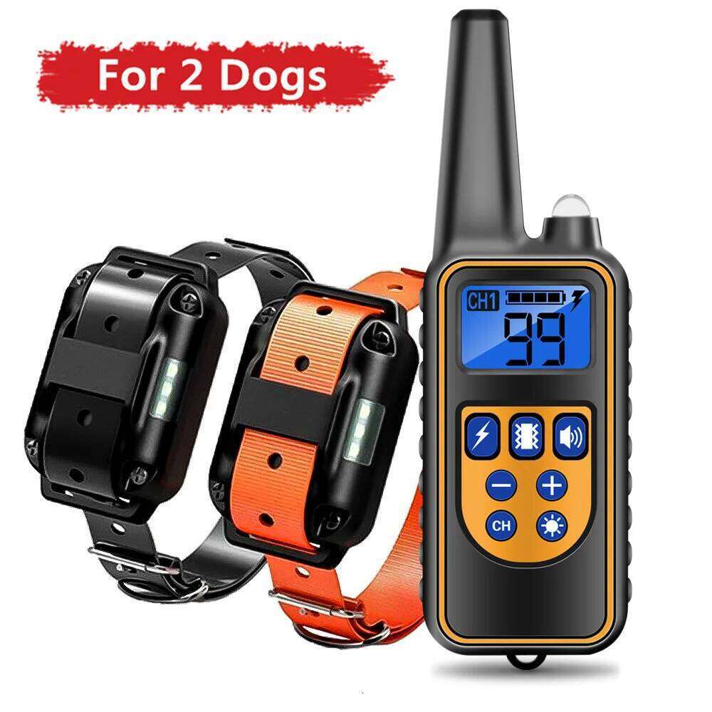 800m Dog Training Collar Waterproof Pet Remote Control Rechargeable Electric Anti-Bark with Shock Vibration Sound LCD Display 26W01121