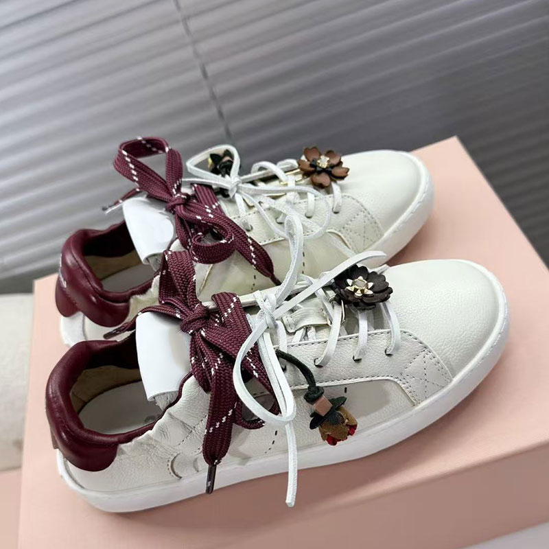 Luxury brand women sneakers designer womens casual shoes smooth cowhide leather upper non slip rubber sole patchwork color calf leather shoes top quality