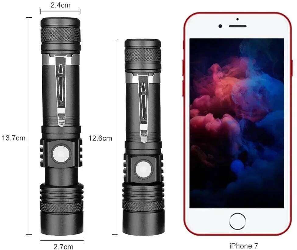 High Power Led Flashlights Zoomable Camping Torch With T6 LED Lamp Beads Waterproof 4 Lighting Modes Multi Function USB Charger Z260121