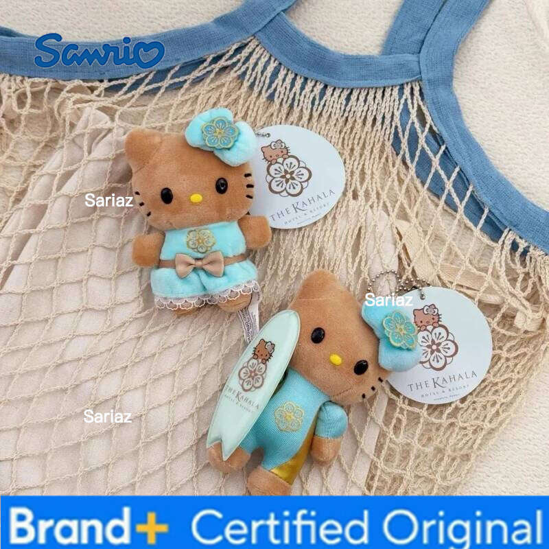 Sanrio Anime Hello Plush doll Hawaii Dark Skin Kitty Series Summer creative Surfing keychain Bag Pendant Charms H260121