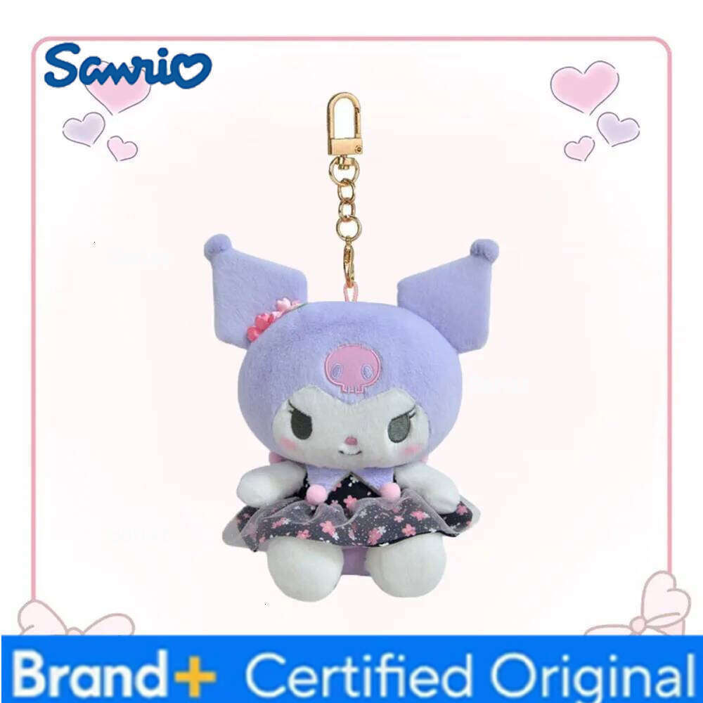 Sanrio Cartoon Plush Kawali Kuromi Hello Kitty Cinnamoroll Soft Stuffed Doll Keychain Pendant Bag Accessories H260121