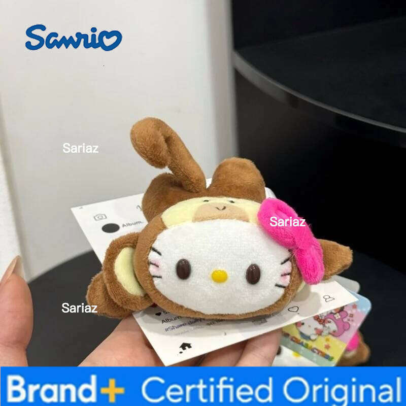 Sanrio NEW funny cartoon Hello Tropical Charms creative Kitty cat sloth Monkey Plush Doll Pendant Animal Key Ring H260121