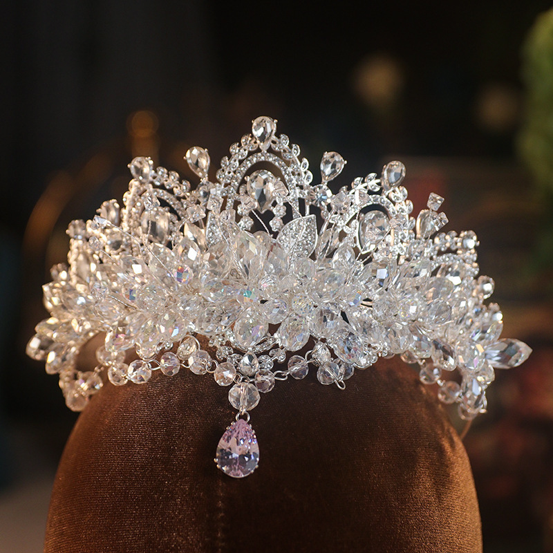 Bridal Crown Headpiece Crystal Forehead Pendant Korean and Japanese Wedding Dress Accessories Eighteen Wedding Crown Hair Ornament 240723