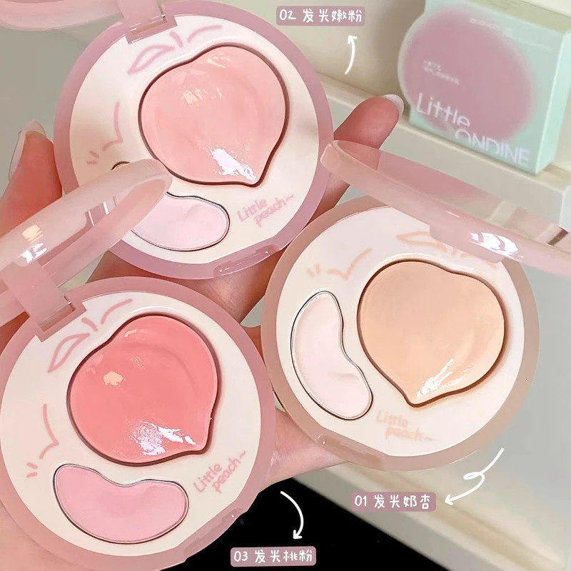 Little Ondine Cosmetics Double Effec Combination High Gloss Powder Blusher Plate Facial Multi-purpose Brighten Makeup 260119