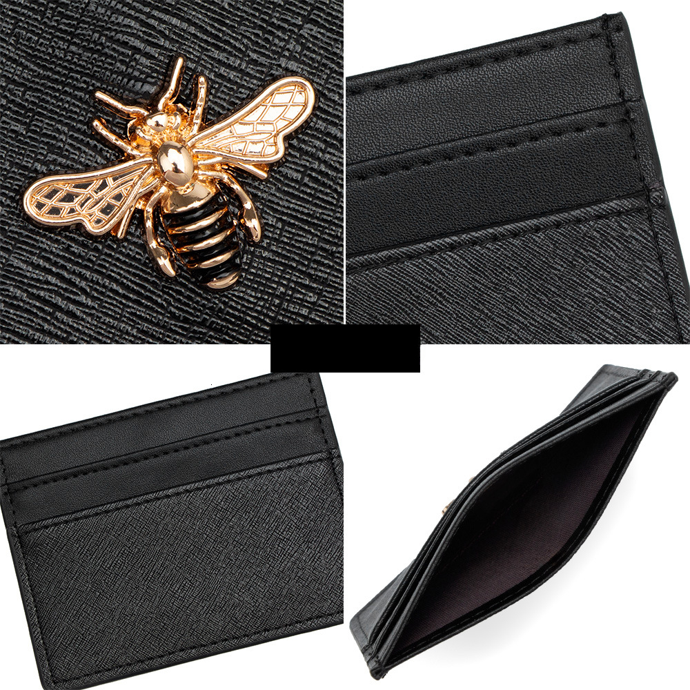 TB BHULAMTE Luxury Brand Designer Bag European And American Style Little Bee Card Holder Insert Card Suitable For Bank Cards ID Card Holder Unisex Lea