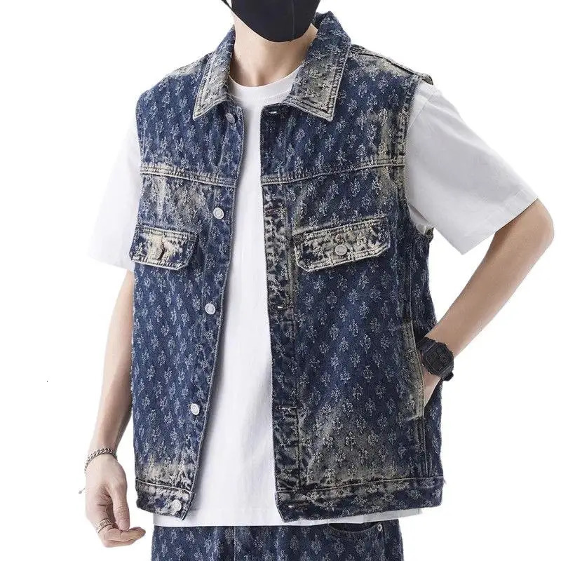 Mens Denim Vest Men Cowboy Ripped Sleeveless Vintage Jacket Tank Spring Washed Jeans Plus Size 4XL Clothing 260109