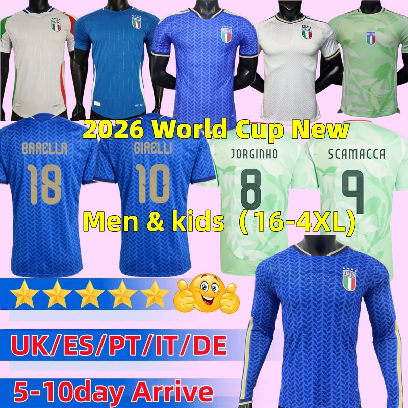 Maglia italyjersey 2026 2027 soccer jerseys Locatelli VERRATTI GIRELLI TONALI GOALKEEPER BARELLA Bastoni 24 25 26 italia football kit men kids shirts PELLEGRINI