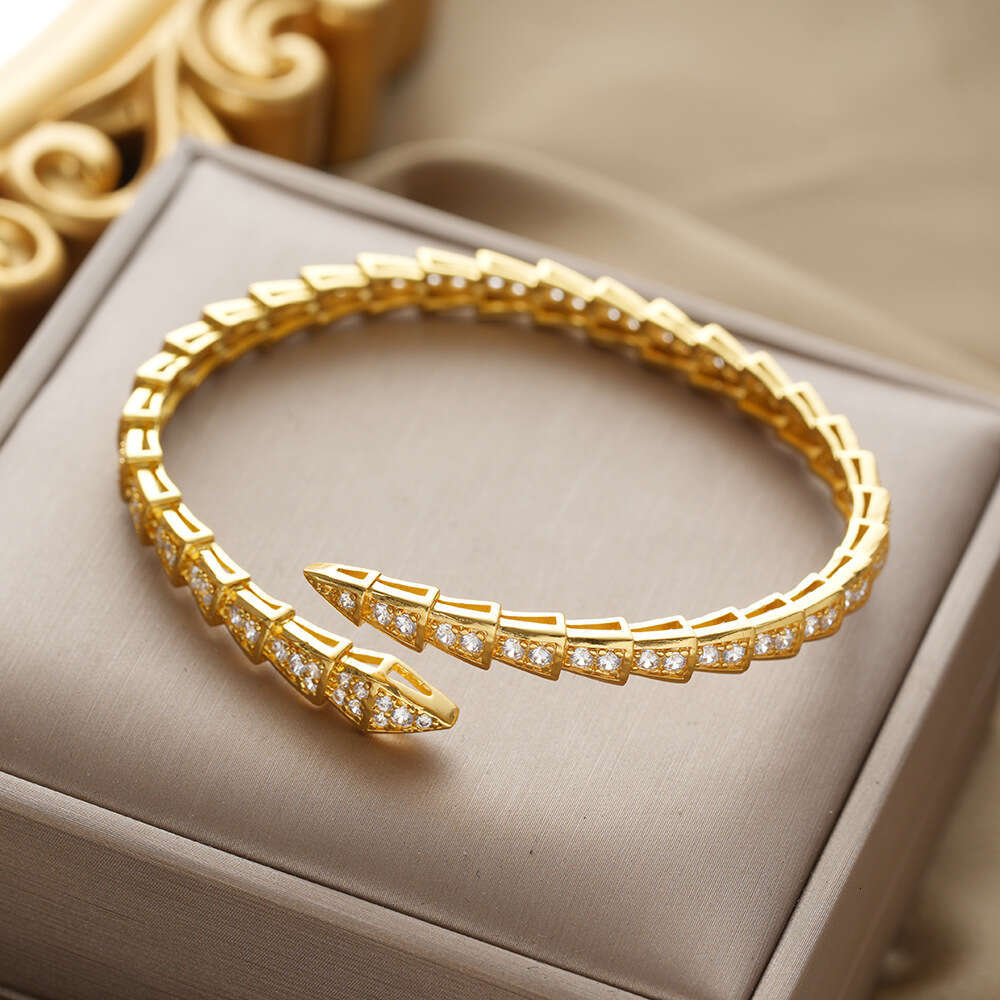 Versatile European and American Style Cross-Border Snake-Shaped Open Simple Niche Trendy Bracelet Starry Sky Inlaid with Diamonds Fashionable High-End
