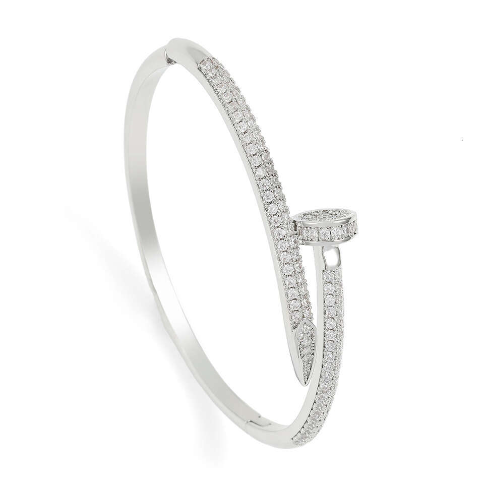Fashion Micro-Inlaid Zircon Nail for Women High-End Feel Non-Fading Light Luxury Bracelet Niche Versatile Trendy Jewelry
