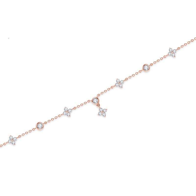 S925 Sterling Silver Zircon Four-Leaf Clover French Style High-End Star Sparkling Five-Flower Bracelet Cross-Border Jewelry for Women