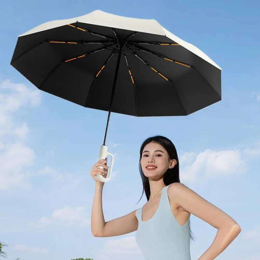 10Bones Windproof Fully Automatic Folding Umbrella With Loop Buckle UPF50+ Protable Compact Sun Rain Umbrellas For Women And Men 26Y0122