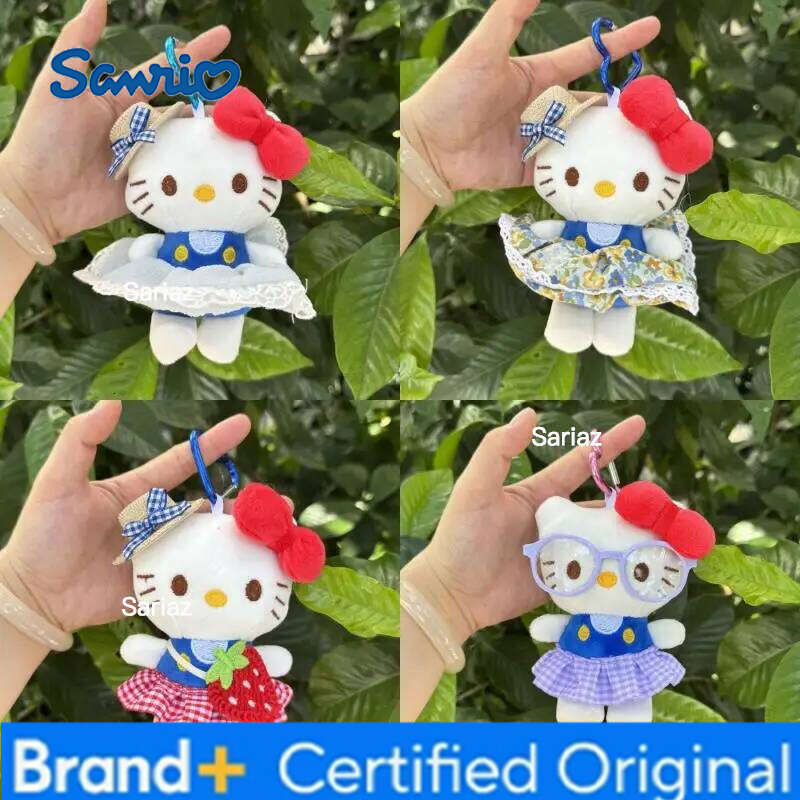 Sanrio Hello Keychain Anime Doll Kawaii Kitty Cat Gourmet Plush Hanging Key Chain Cute Backpack Decoration Accessories Girl Gifts H260105