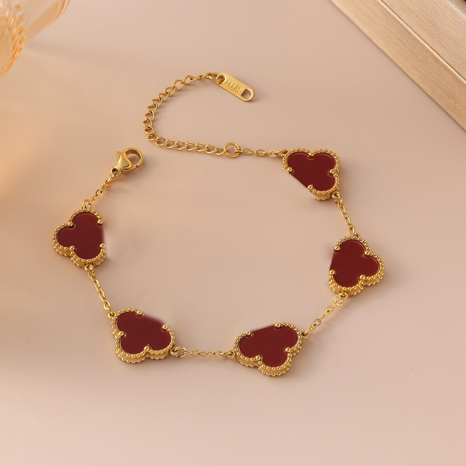 Vanly 15M Laser Titanium Steel Four-Leaf Clover Five-Flower Bracelet Furnace 18K Non-Fading Non-Allergenic