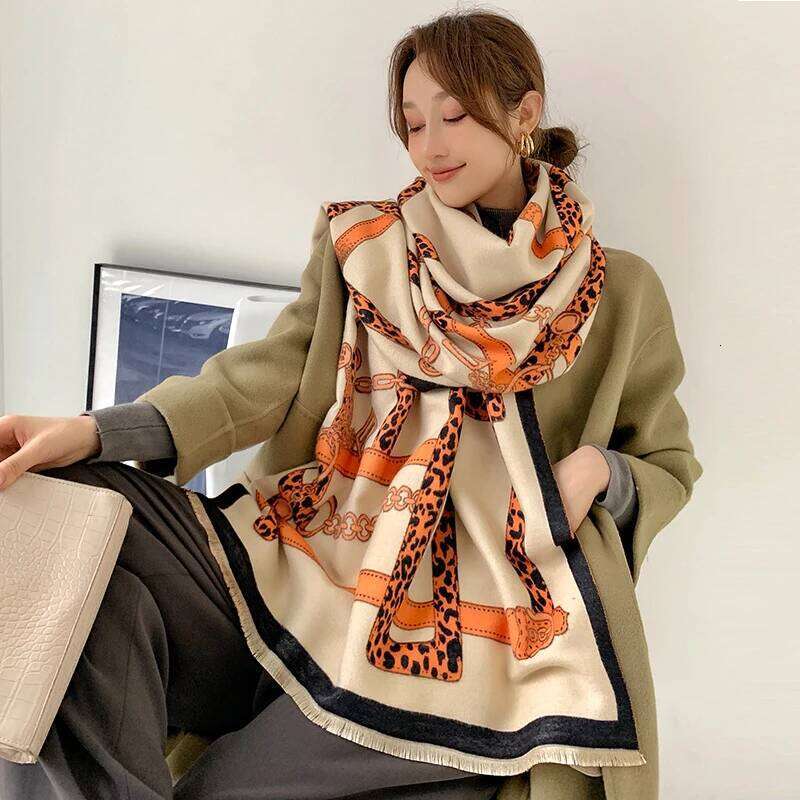 Luxury Winter Cashmere Scarf Women Design Warm Pashmina Blanket Horse Scarves Female Shawl Wraps Thick Foulard Bufanda