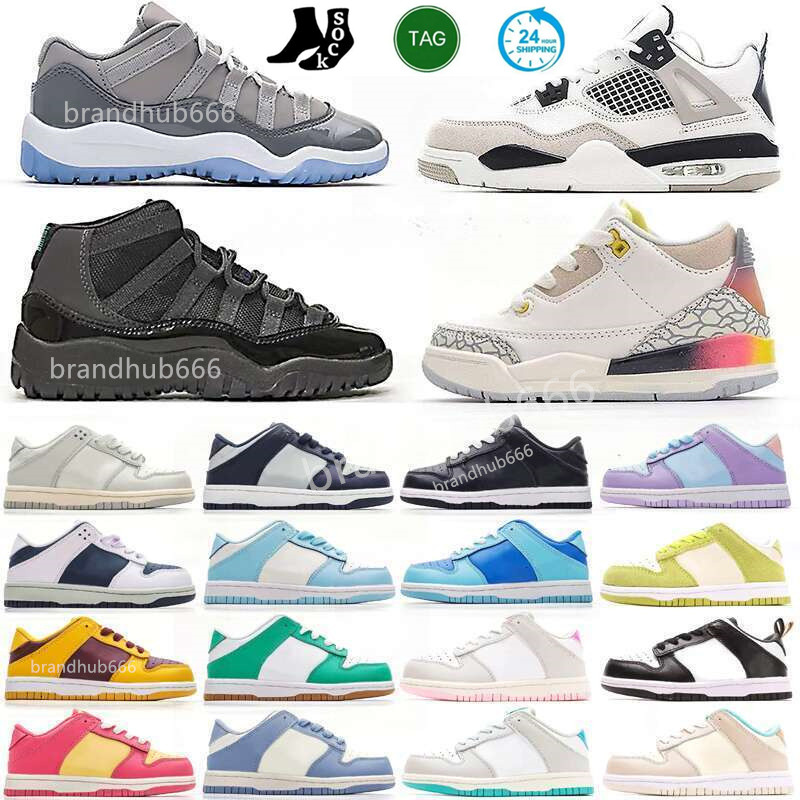2026 Designer Kids Shoes Basketball 4 Sneaker 11 Cool Grey Cherry Td 12 Flu Game Size 24-37 4y 5y Toddlers Baby Boys