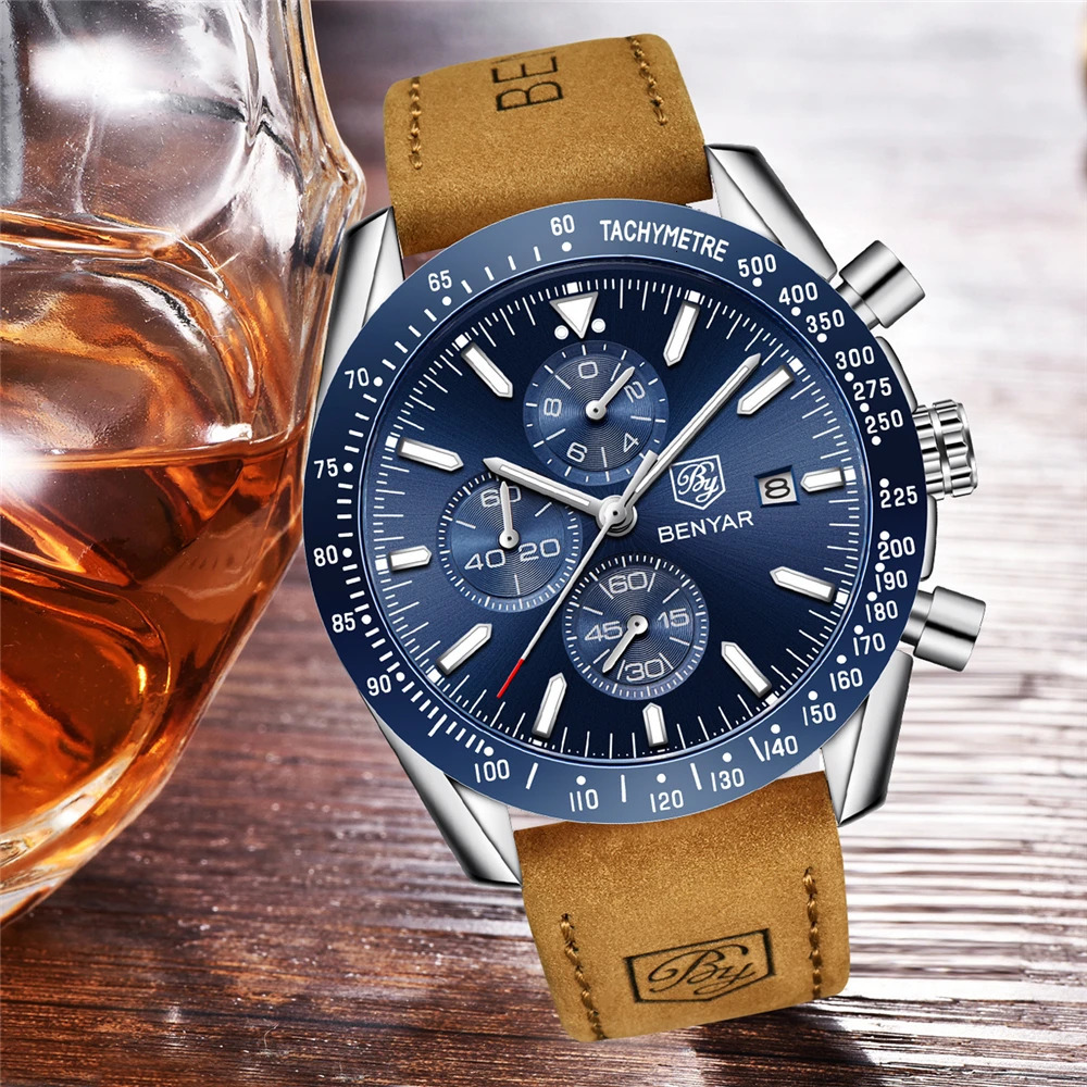 BENYAR Men Watch Business Full Steel Quartz Top Casual Waterproof Sports Male Wristwatch Relogio Masculino 260114